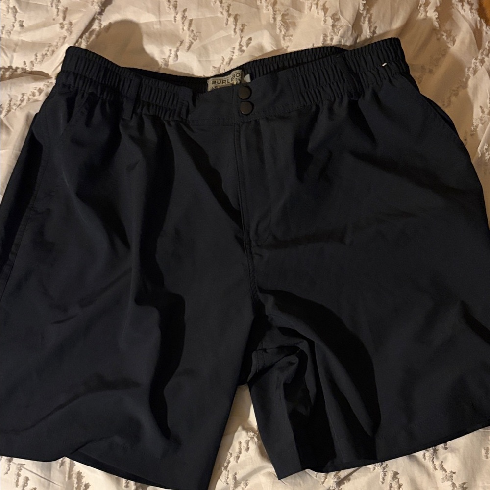 BURLEBO Men's Black Athletic Shorts with Elastic Waist